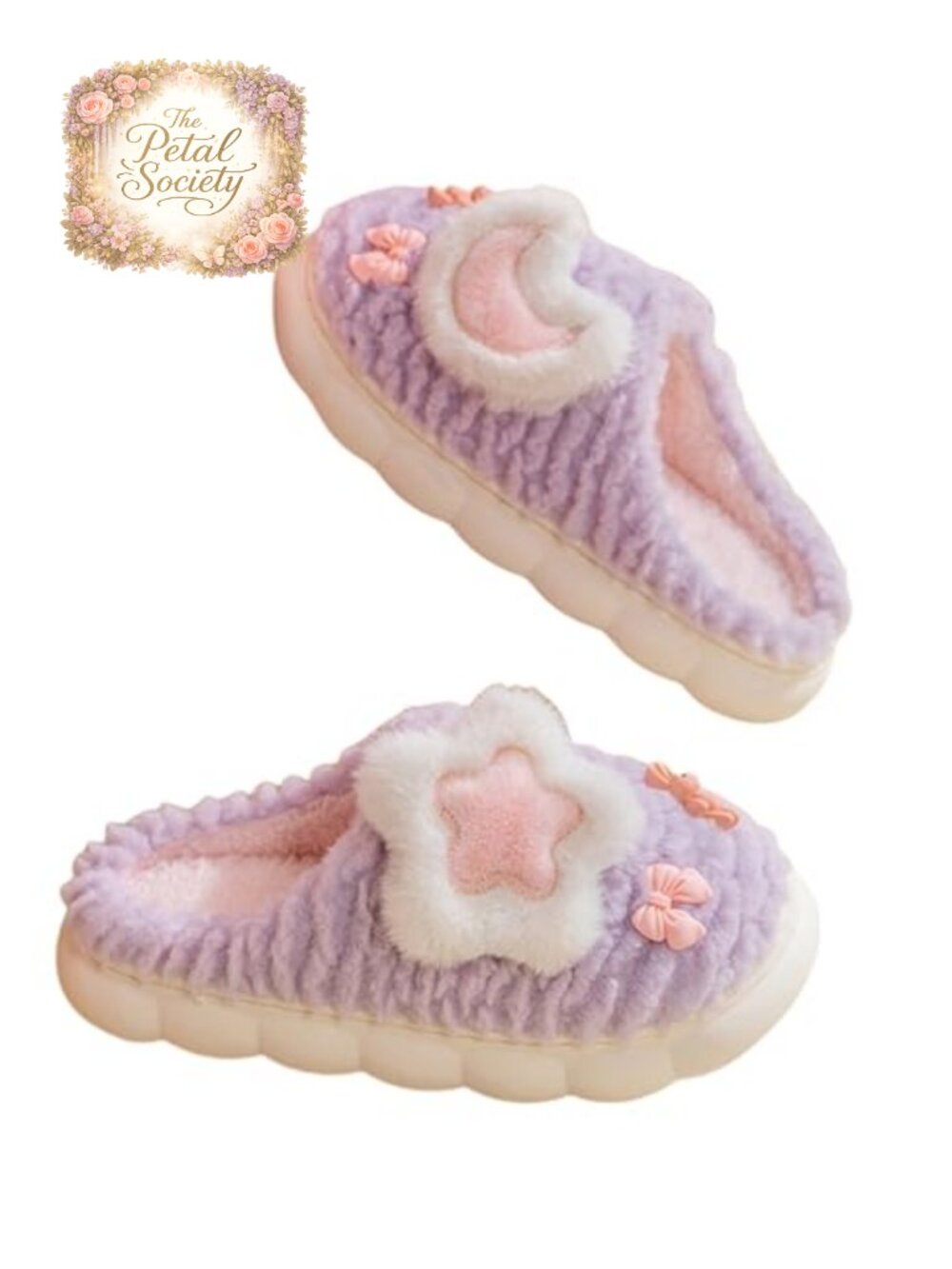 Cute Plush Slippers Warm Indoor Outdoor Non-Slip Memory Foam Women